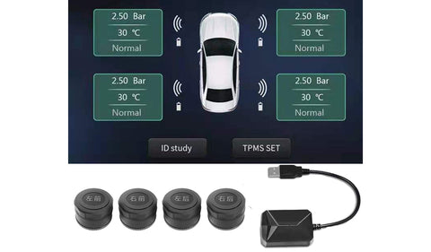 TPMS mx sensor for android and iphone android screens. Mounted on the outside and inside of the tire