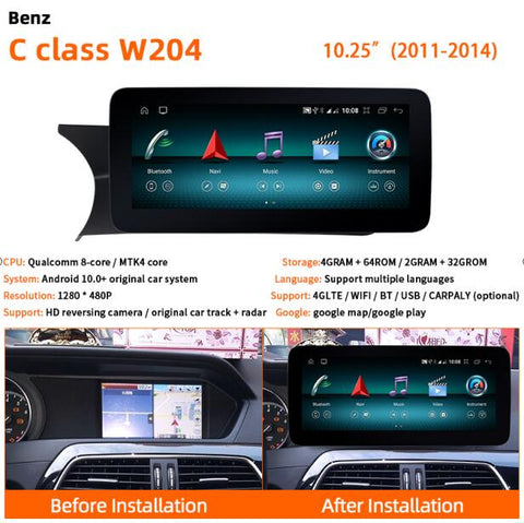 Autoradio Android head unit for Benz C class 2011-2014 with wireless carplay and Android auto function GPS navigation wifi 4G