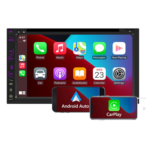 car cd player double din car stereo with Apple carplay and Android auto Bluetooth 5.0 FM AM radio ubs aux camera input