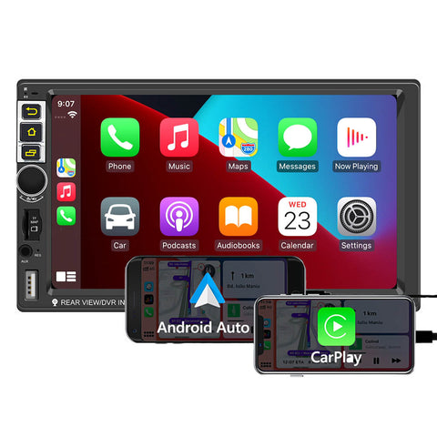 Car radio bluetooth double din autoradio with wireless carplay universal 7 inch touch screen android 10.1 wifi GPS navigation system support FM AM usb aux