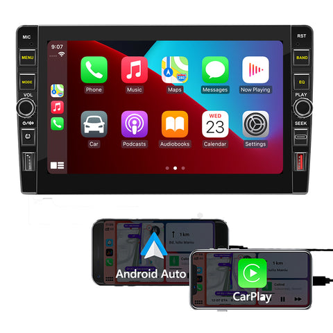 Double 2 Din Car Stereo With Backup Camera Wireless Apple carplay Universal 9 Inch HD 2.5D Screen WIFI Bluetooth 5.0 GPS Navigation