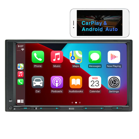 Car radio factory bluetooth car stereo optional apple carplay and android auto 7 inch touch screen support bluetooth wifi gps navigation aux usb camera input