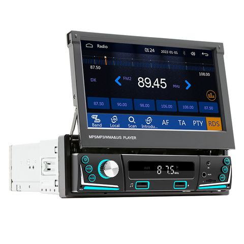 Car radio factory Single Din stereo with carplay and android auto 7 inch adjustable screen bluetooth head unit