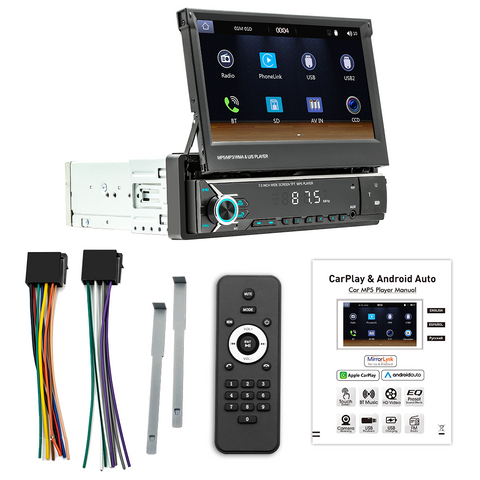 Factory Single Din Car stereo with carplay and android auto 7 inch HD screen bluetooth head unit