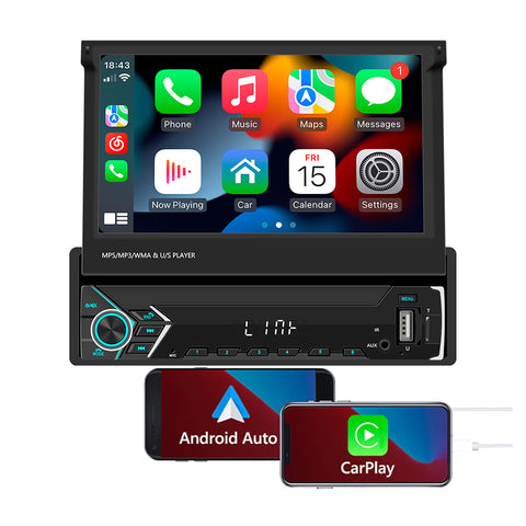 car stereo manufacturer single din car navigation system with apple carplay and android auto 7 inch manual retractable screen support online usb aux mirror link camera input