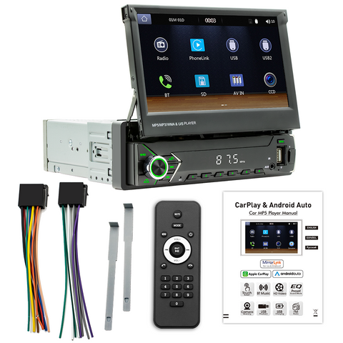 car stereo manufacturer single din car navigation system with apple carplay and android auto 7 inch manual retractable screen support online usb aux mirror link camera input