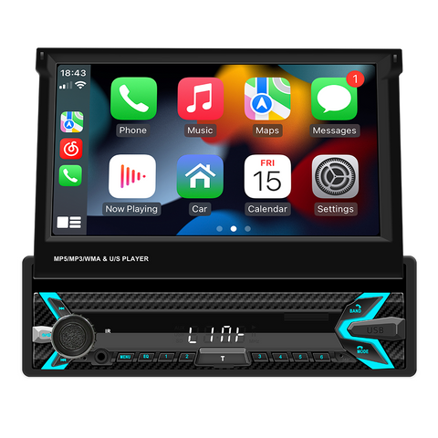 car video factory 7inch touch screen car radio with carplay and android auto support car player bluetooth 5.0 FM AM usb aux camera input