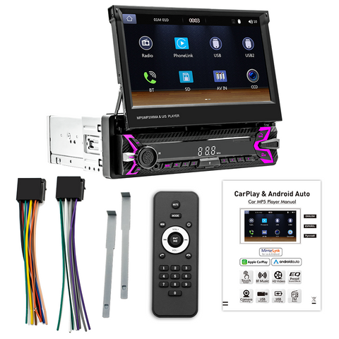 car video factory 7inch touch screen car radio with carplay and android auto support car player bluetooth 5.0 FM AM usb aux camera input