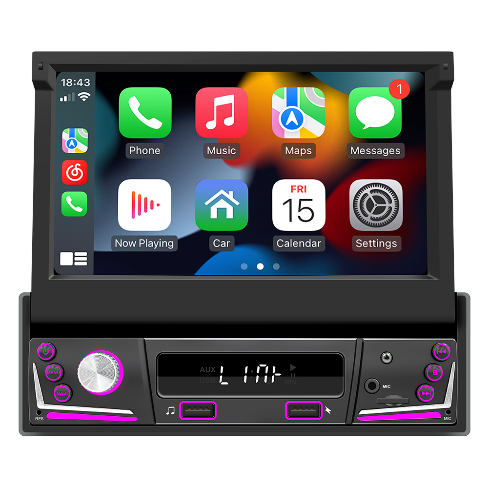 Universal 7 IPS Retractable Screen 1 din Car Radio Android Carplay Auto gps  Navigation 1Din Android 11 Multimedia Video Player - AliExpress