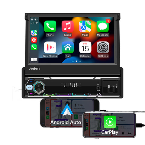 Car Stereo Factory Universal 7 Inch Touch Screen Single 1 Din Android 13 Car Stereo with Carplay and Android Auto