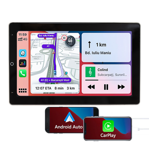 Universal single 1 DIN car radio with wireless CarPlay and Android Auto 10. 1-inch IPS screen supports WiFi Bluetooth SWC