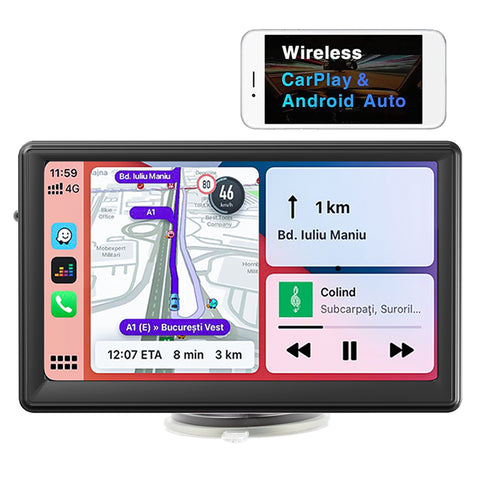 Bluetooth car stereo universal car radio with wireless carplay and Android auto high-definition 7-inch touch screen recommended installation