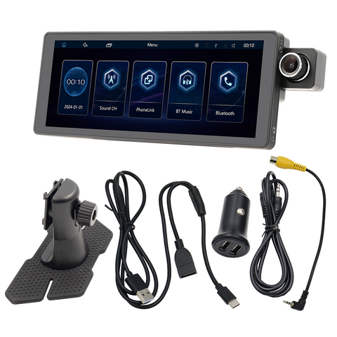 Portable Dual Camera Car Black Box 10.26 Inch Screen Adjustable Desktop DASH CAM Car DVR With Carplay and Android Auto