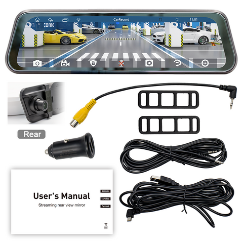 Car Recorder 9.36 Inch Reverse Mirror Wireless CarPlay Android Car DVR Monitor