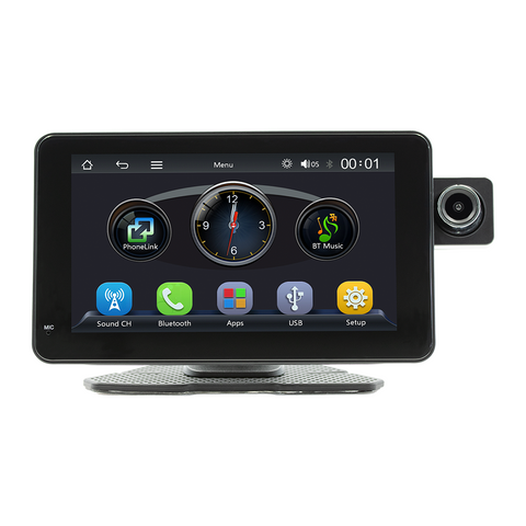 Portable Dual Camera 7 Inch Screen Car Black Box Adjustable Desktop DASH CAM DVR With Carplay and Android Auto
