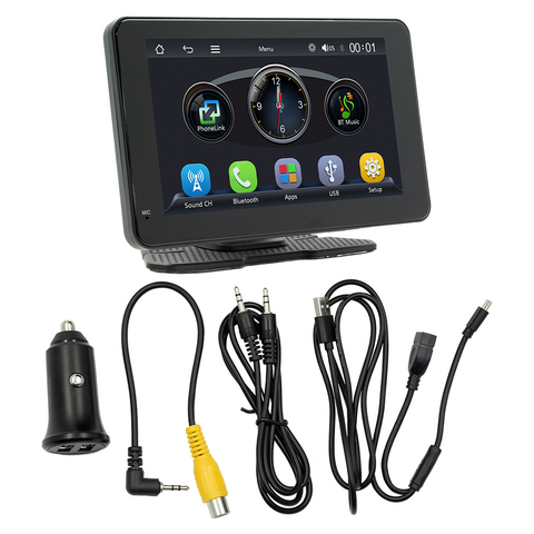 Portable Dual Camera 7 Inch Screen Car Black Box Adjustable Desktop DASH CAM DVR With Carplay and Android Auto