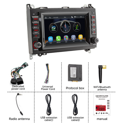 Bluetooth car stereo for Mercedes Benz B200 with Wireless Carplay and Android Auto 7 inch IPS Screen Supports FMAM Raido RDS USB 2.1A Charging Reverse Camera Input Mirror Link SWC&nbsp;