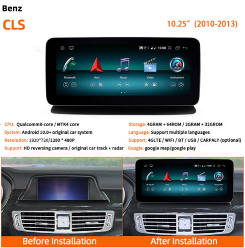 Car stereo android bluetooth head unit for Benz CLS 2010-2013 with wireless carplay and Android auto function GPS navigation wifi