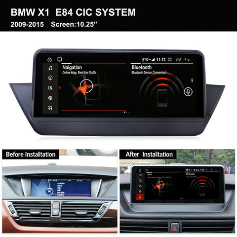 Head unit bluetooth car stereo with wireless carplay for BMW X1 E84 Android 13 system wifi GPS navigation system