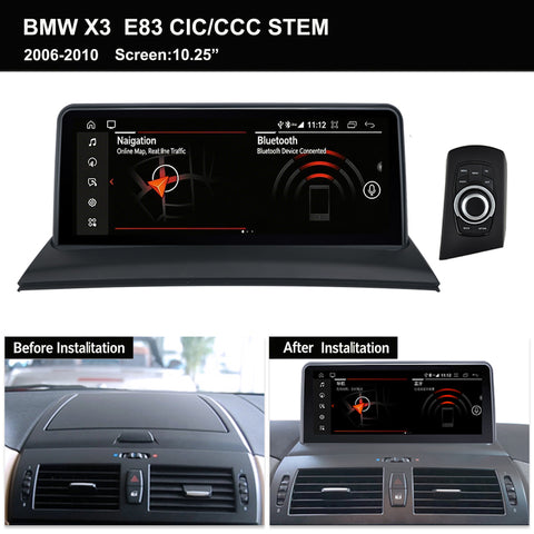 Double din head unit car stereo with wireless carplay and android auto for bmw X3 E83 android 13 wifi GPS Navigation wifi Compatible with the original car system