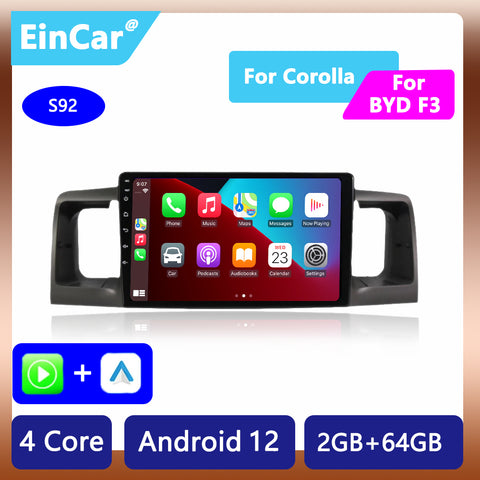 Car Radio Multimedia Video Player For Toyota Corolla E120 e 120 BYD F3 2007-2011 DSP IPS 6GRAM Android 13 4G NET Wireless Carplay and Wireless Android Auto