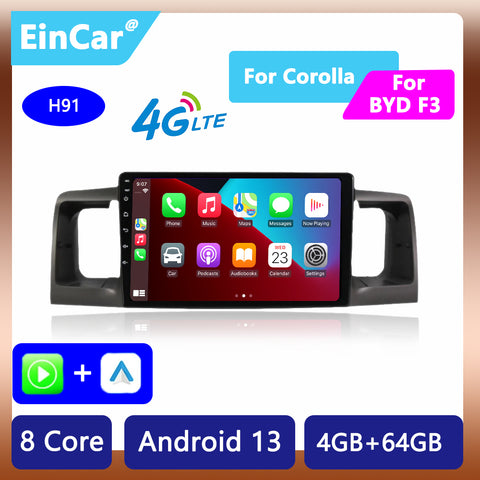 Car Radio Multimedia Video Player For Toyota Corolla E120 e 120 BYD F3 2007-2011 DSP IPS 6GRAM Android 13 4G NET Wireless Carplay and Wireless Android Auto