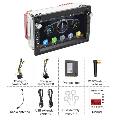 carplayerscreen for old vw passat Supports wireless CarPlay and Android Auto 7 inch ips screen FM AM Raido RDS USB 2.1A Charging Bluetooth 5.0 Reverse Camera Input Mirror Link SWC