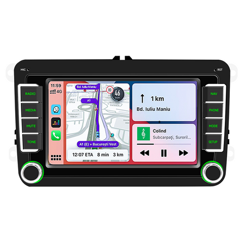 Double 2Din car radio for vw with Wireless Carplay and Android Auto 7 inch IPS Screen Supports FMAM Raido RDS USB 2.1A Charging Bluetooth 5.0 Reverse Camera Input Mirror Link SWC
