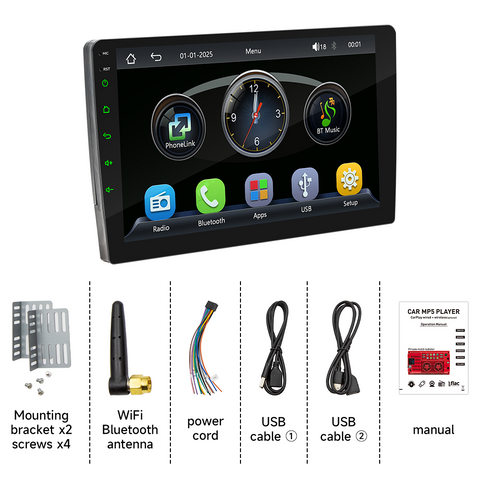 car Multimedia manufacturer haed unit bluetooth with carplay and android auto double din car radio bluetooth 5.0 FM AM usb aux mirror link camera input