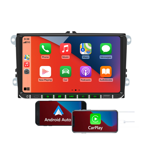 Wholesale car stereo for vw with Wireless Carplay and Android Auto 9 inch IPS Screen Supports FMAM Raido RDS USB 2.1A Charging Bluetooth 5.0 Reverse Camera Input Mirror Link SWC