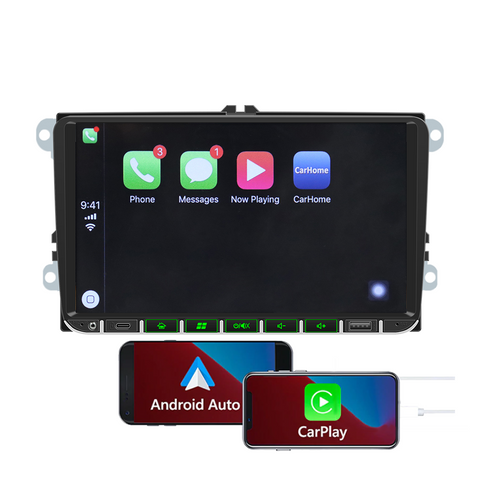 Wholesale car stereo for vw with Wireless Carplay and Android Auto 9 inch IPS Screen Supports FMAM Raido RDS USB 2.1A Charging Bluetooth 5.0 Reverse Camera Input Mirror Link SWC