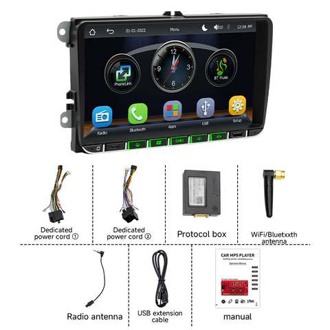 Wholesale car stereo for vw with Wireless Carplay and Android Auto 9 inch IPS Screen Supports FMAM Raido RDS USB 2.1A Charging Bluetooth 5.0 Reverse Camera Input Mirror Link SWC