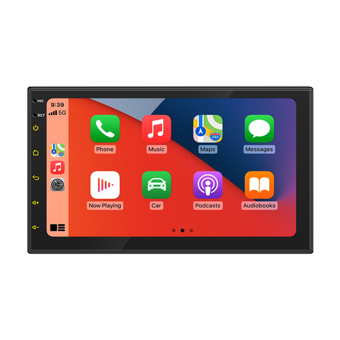 Universal Car MP5 Player with Wireless Carplay and Android Auto 7 inch IPS Screen Supports USB 2.1A Charging Bluetooth 5.0 Reverse Camera Input Mirror Link SWC FMAM Raido RDS