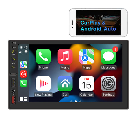 double din car stereo with carplay Bluetooth car radio 7 inch HD screen car mp5 player