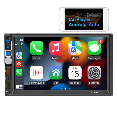 head unit car stereo with backup camera double din car stereo with carplay 7 inch touch screen support bluetooth radio mirror link free backup camera