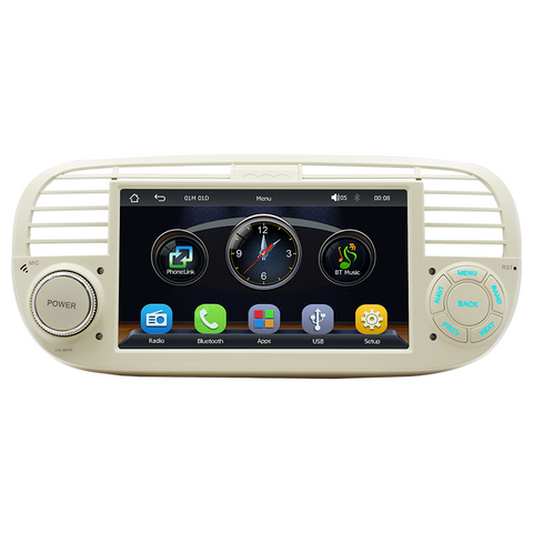 Car stereo for fiat 500 2007-2015 Wireless Carplay and Android Auto 7 inch IPS Screen Supports USB 2.1A Charging Bluetooth 5.0 Reverse Camera Input Mirror Link SWC FMAM Raido RDS