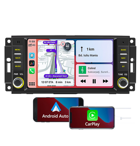 Android Car Play for Jeep Wrangler Android 13 7-inch HD Touch Screen Car Navigation with Wireless Carplay and Android Auto Supports WiFi Bluetooth Mirror Link GPS
