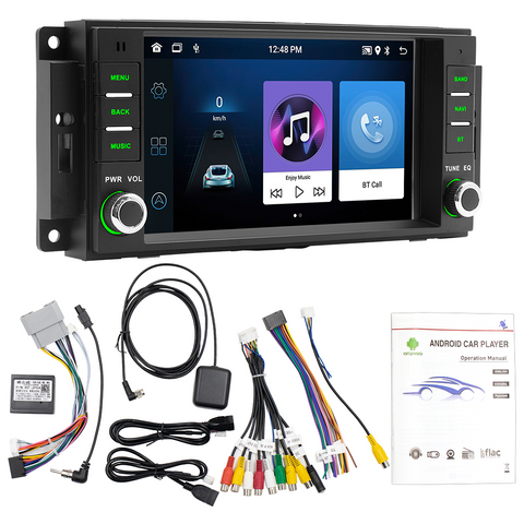 Android Car Play for Jeep Wrangler Android 13 7-inch HD Touch Screen Car Navigation with Wireless Carplay and Android Auto Supports WiFi Bluetooth Mirror Link GPS