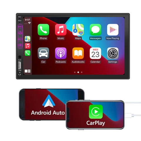 car audio double din car stereo with backup camera carplay and android auto 7 inch touch screen FM radio bluetooth usb sd card mirror link