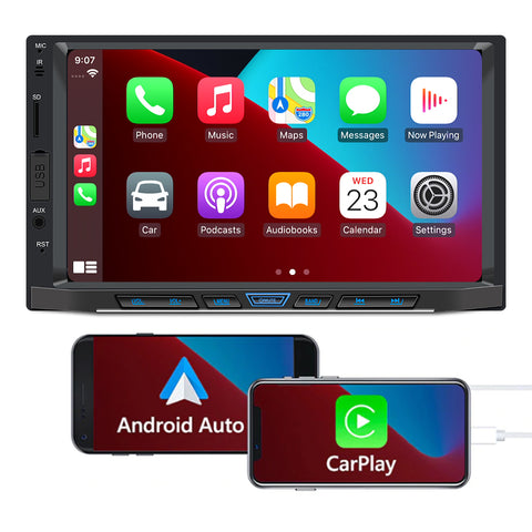 head unit car stereo with backup camera double din car stereo with carplay 7 inch touch screen support bluetooth radio mirror link free backup camera