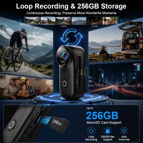 4K high-definition mini sports camera hands-free neck stand chest installation wearable Vlog Cam 110 degree wide-angle IP65 waterproof wifi