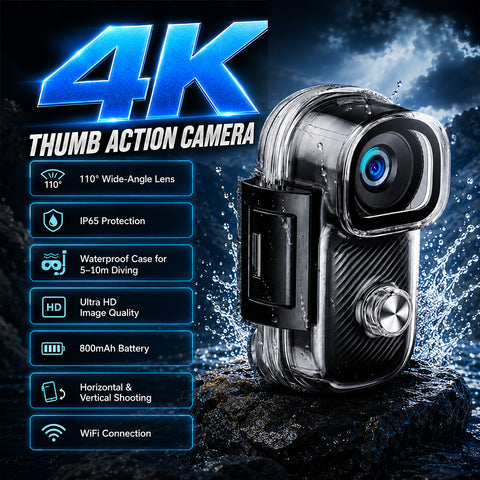 4K high-definition mini sports camera hands-free neck stand chest installation wearable Vlog Cam 110 degree wide-angle IP65 waterproof wifi