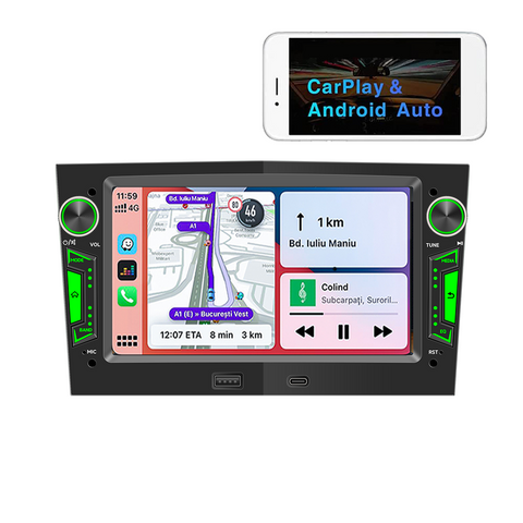 Double Din car stereo for opel with Wireless Carplay and Android Auto 7 inch IPS Screen Supports FMAM Raido RDS USB 2.1A Charging Bluetooth 5.0 Reverse Camera Input Mirror Link SWC