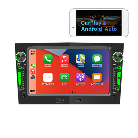 Double Din car stereo for opel with Wireless Carplay and Android Auto 7 inch IPS Screen Supports FMAM Raido RDS USB 2.1A Charging Bluetooth 5.0 Reverse Camera Input Mirror Link SWC