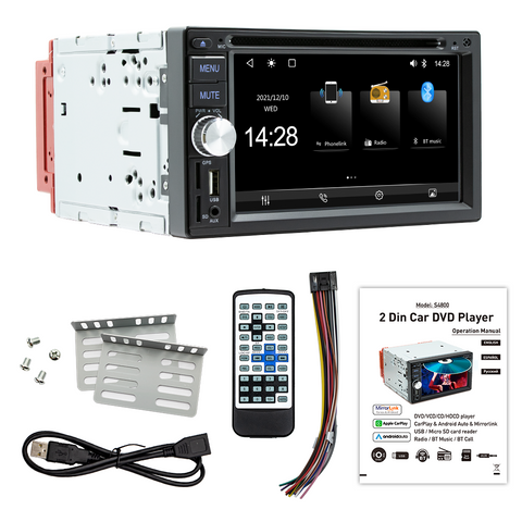 Universal double din car radio 6.2 inch screen car dvd player with carplay and android auto
