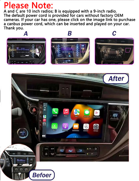 Android 13 For Toyota Corolla 11 Auris E180 2017 2018 2019 Car Radio Multimedia GPS Navi Car Stereo With Carplay Android Auto