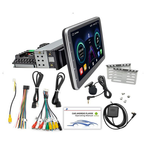 car radio 1din wholesaler single din car stereo android 10 inch ips screen 360° manually adjustable screen supports wireless carplay and android auto bluetooth 5.0 aux usb