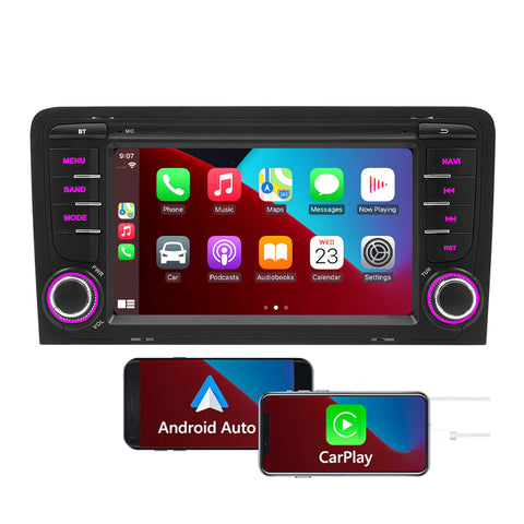 Android Car Radio With Carplay Quad Core 7 Inch Car MP5 Player Navigation Radio GPS Car Stereo Suitable for Audi A3 (2003-2012)