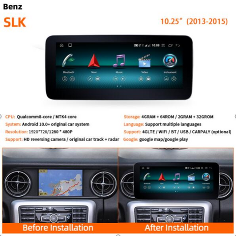 Android Car stereo bluetooth head unit for Benz SLK 2013-2015 with wireless carplay and Android auto function GPS navigation wifi