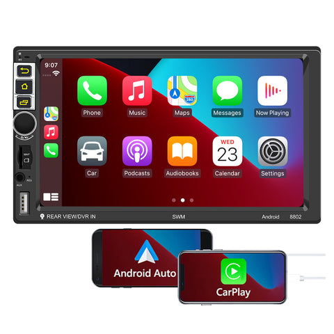 auto radios double din car stereo with Wireless Apple carplay and Android auto Android 13 system Support wifi Bluetooth 5.0 Navigation aux usb mirror link